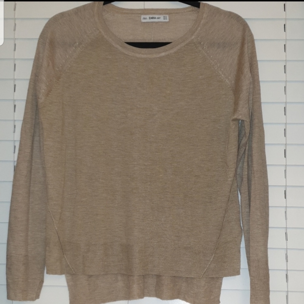 Tan Sweater with side slits